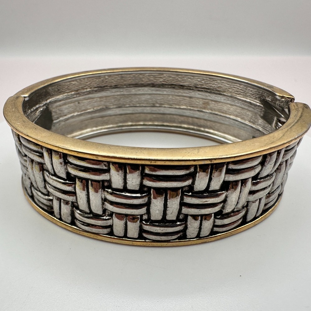 90s Vintage Basket Weave Cuff Bracelet Women's Classic Fashion Jewelry
